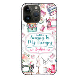 Sewing Is My Therapy - Personalized Sewing Phone Case