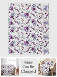 Custom Name Purple Flowers - Personalized Step Mom Blanket