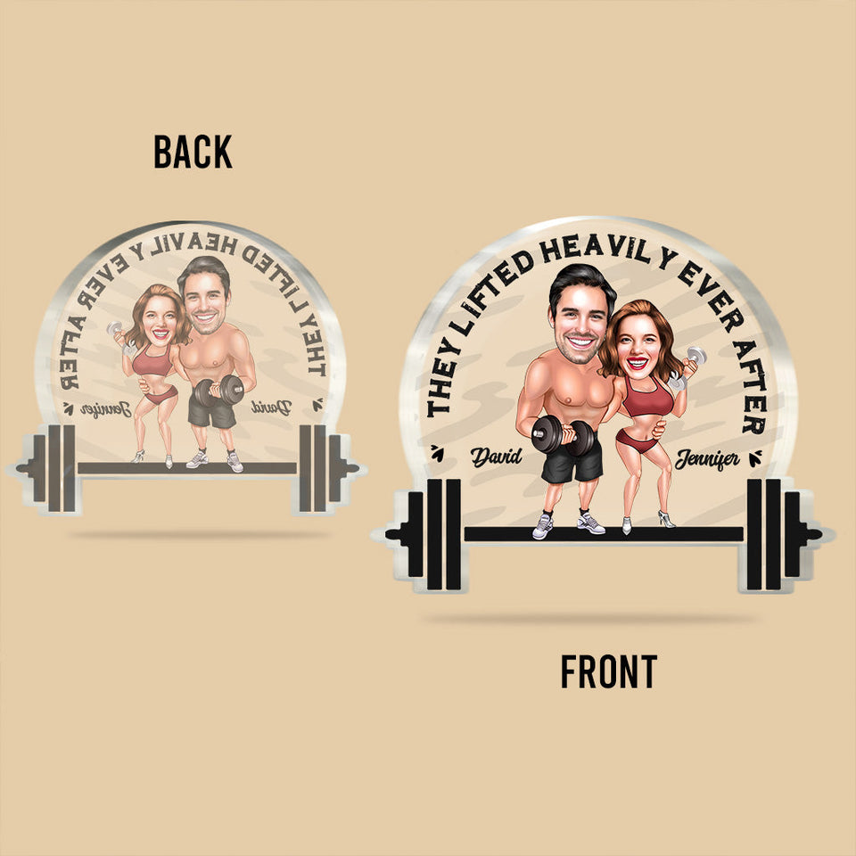 They Lifted Heavily Ever After - Personalized Fitness Custom Shaped Acrylic Plaque