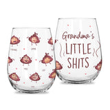 Mommy's Little Shit - Gift for mom, grandma, dad, grandpa - Personalized All Over Wine Glass