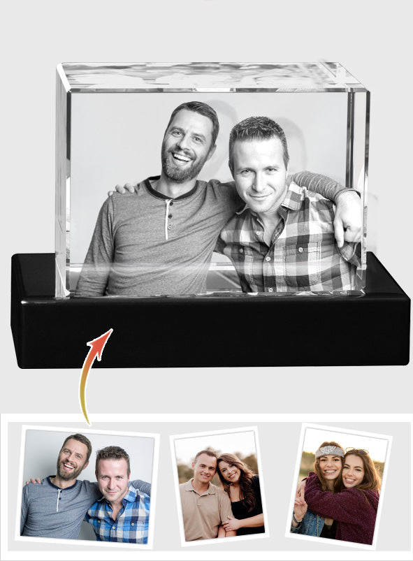 Custom Photo - Personalized grandson Laser Engraving 3D Cuboid Shaped Crystal Lamp