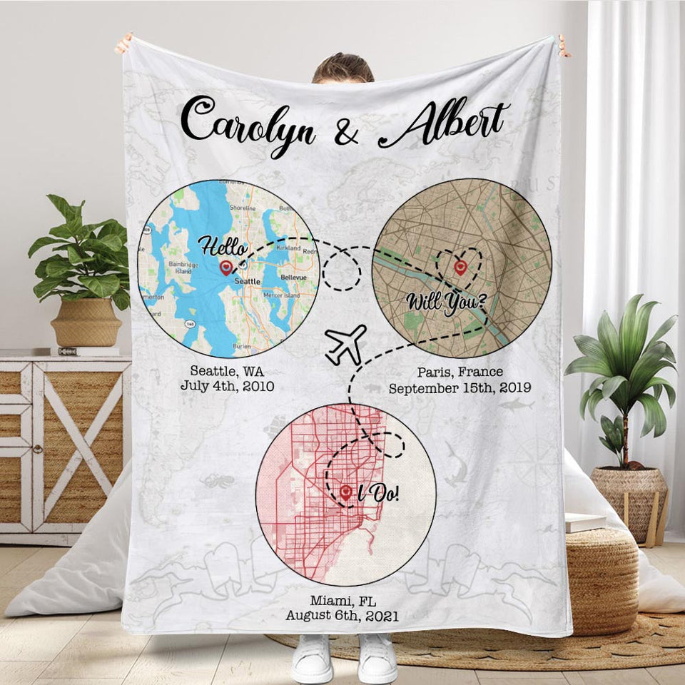 Hello Will You I Do - Personalized Husband And Wife Blanket