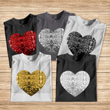 Forever In My Heart Custom Photo Dog & Cat - Gift for dog lovers, dog lover, cat lover - Personalized Sequin T-shirt