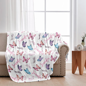 Butterfly Custom Name - Personalized Kid Blanket