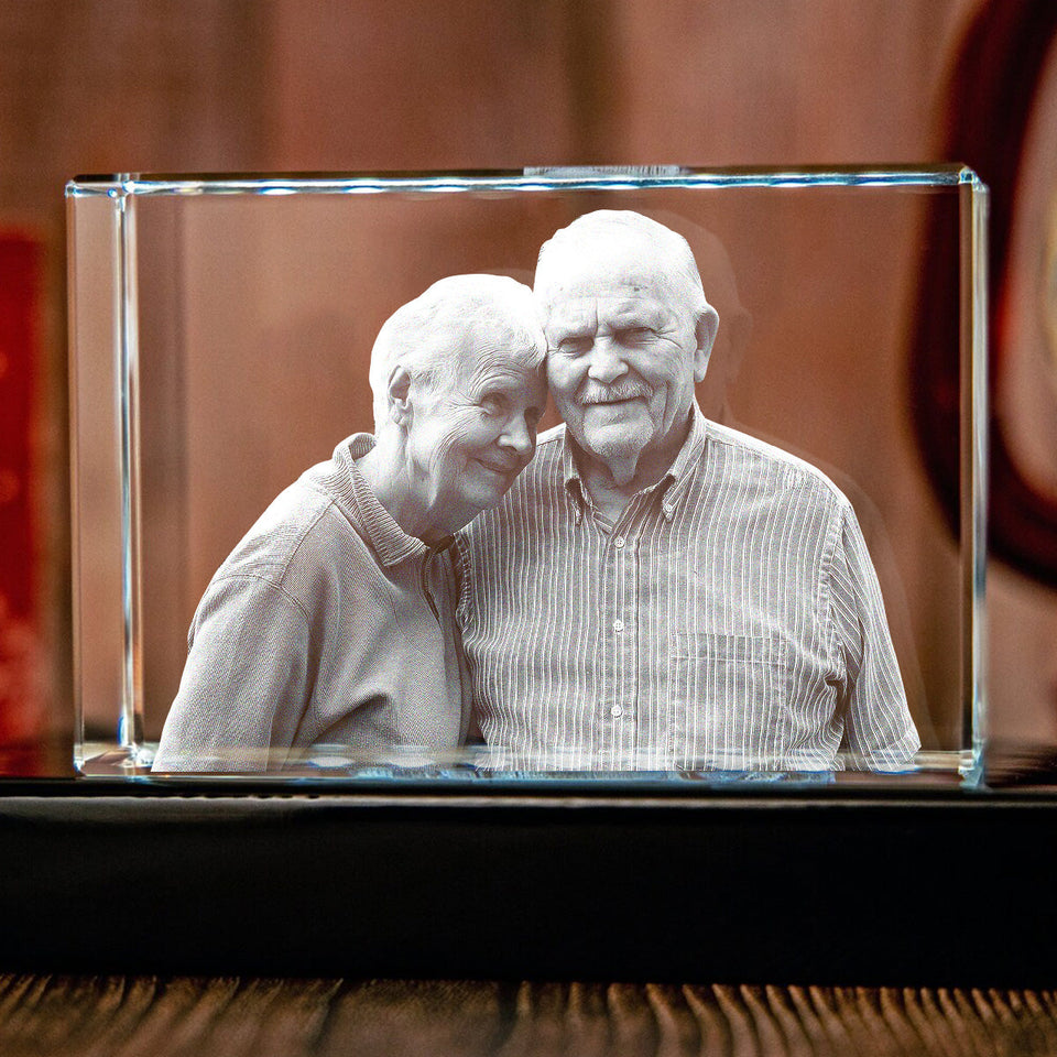 Lampe en cristal 3D cubique gravée au laser avec photo personnalisée - Souvenir personnalisé