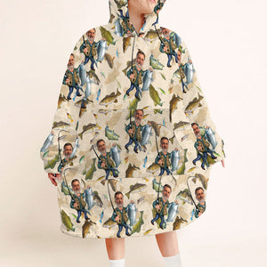 Photo Inserted Funny Fishing - Personalized Fishing Blanket Hoodie