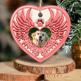 You Left Paw Prints On Our Hearts Angel Wings - Gift for dog lovers, who lost dog, who lost cat - Personalized Ceramic Heart Ornament