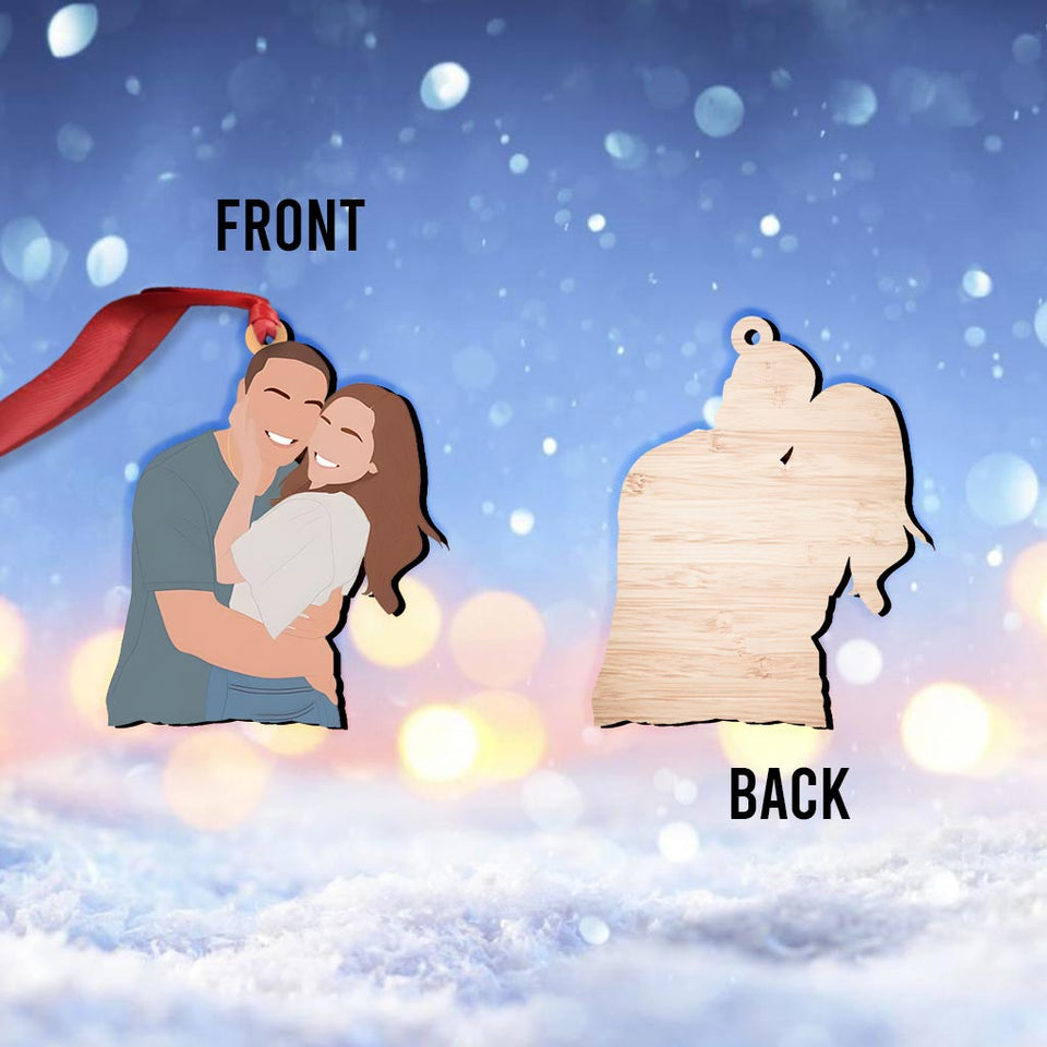 Custom Faceless Portrait Illustration - Personalized Family Ornament