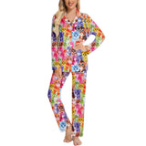 Photo Insert Transferring Into Colorful Style - Personalized Cat Button Down Pajamas