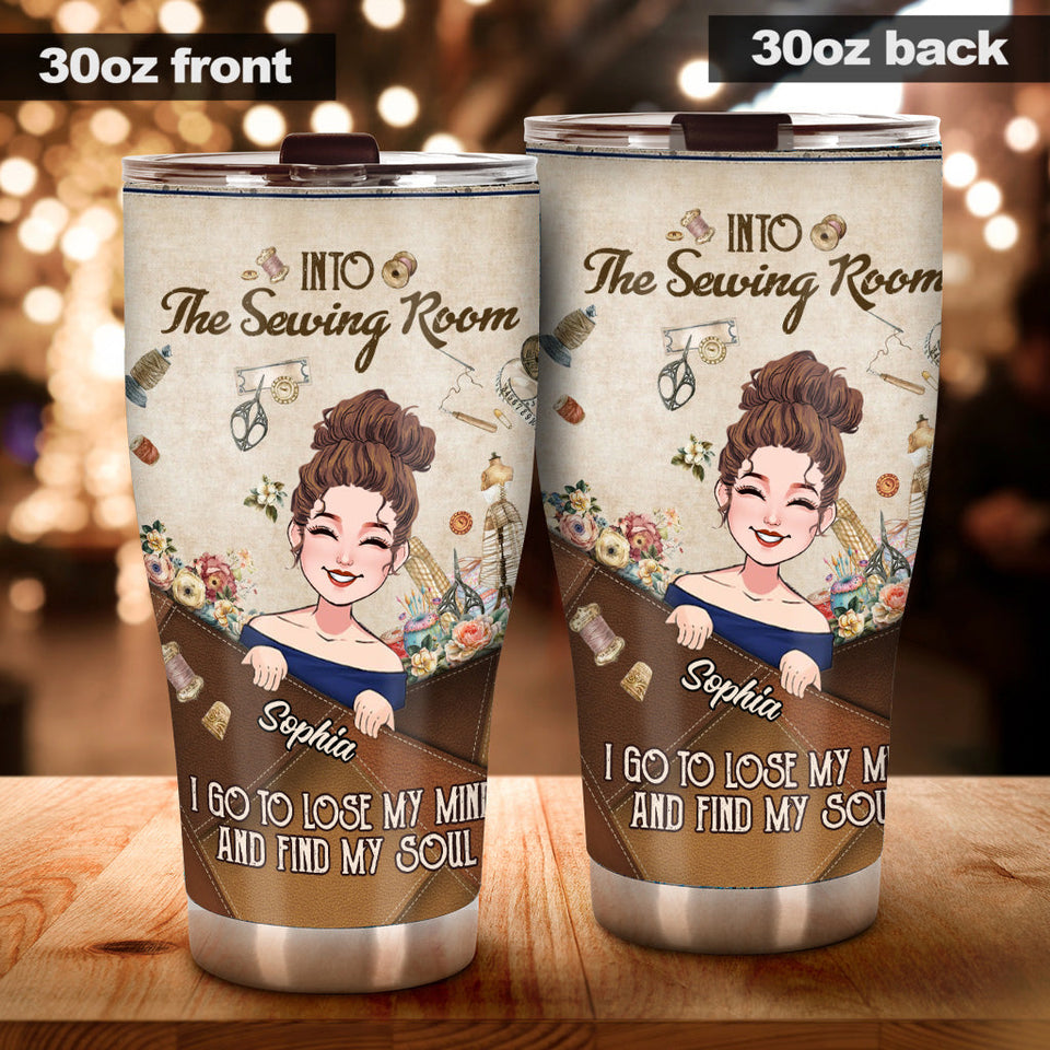 And Into The Sewing Room I Go - Personalized Sewing Tumbler