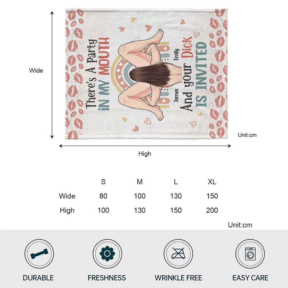 There Is A Party In My Mouth - Personalized Couple Blanket
