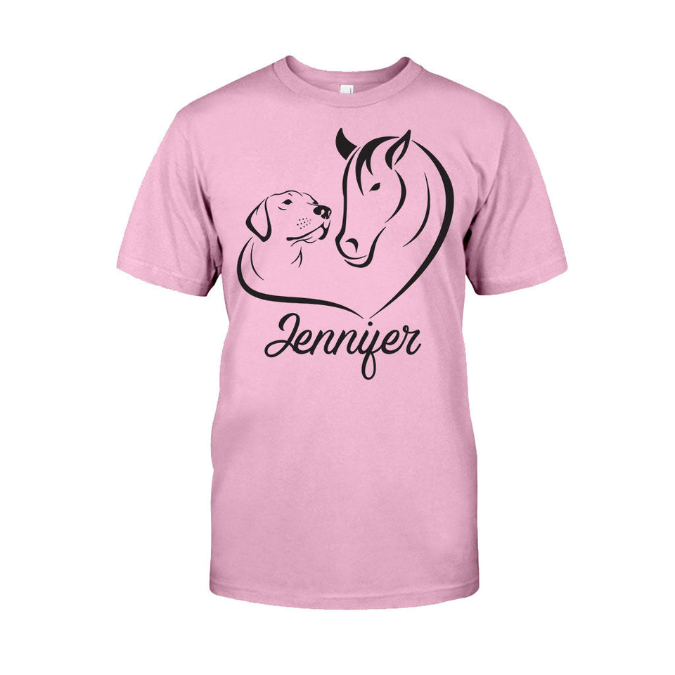 Horse And Dog - Personalized Horse T-shirt And Hoodie