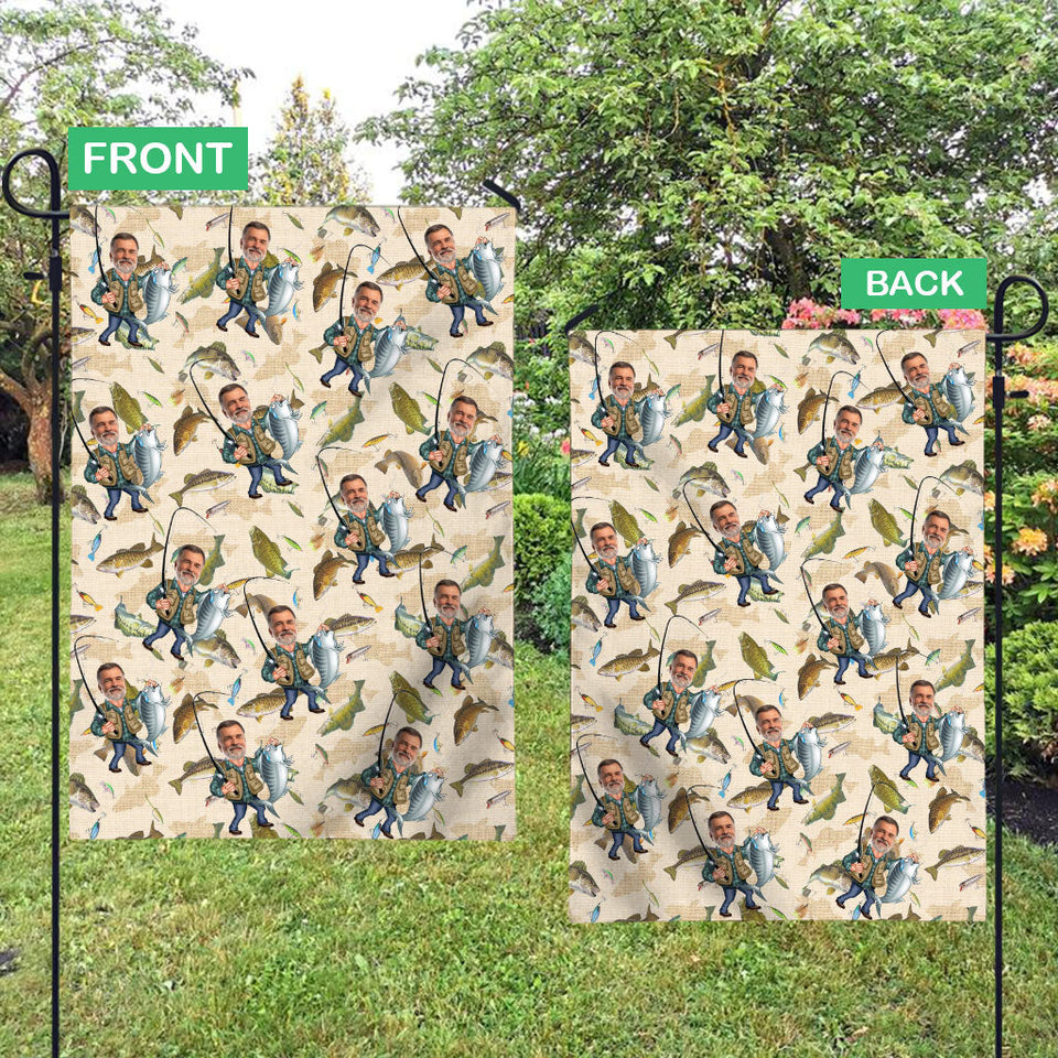 Photo Inserted Funny Fishing - Personalized Fishing Garden Flag