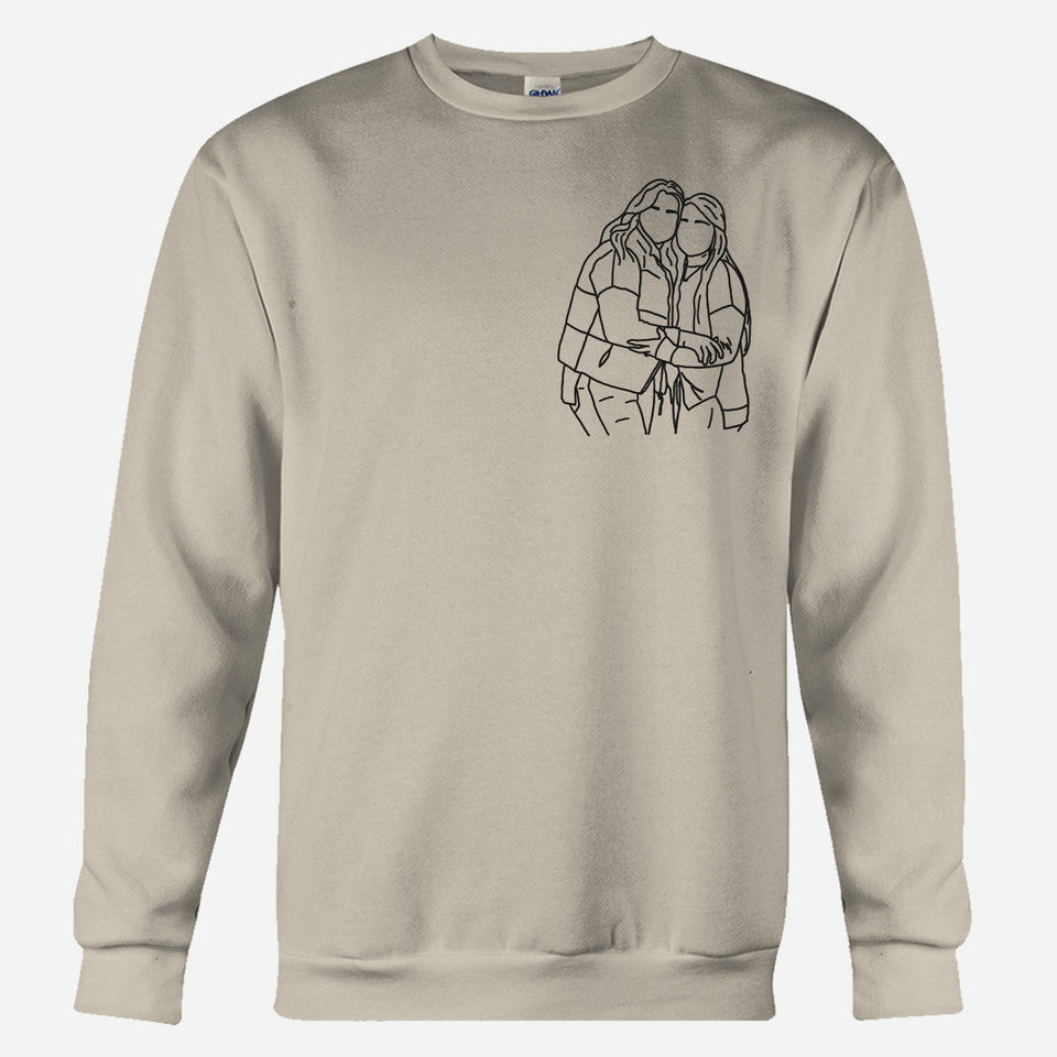 Custom Line Art - Personalized Bestie Embroidered Sweater