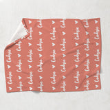 Custom Name Heart Pattern - Personalized Newborn Blanket