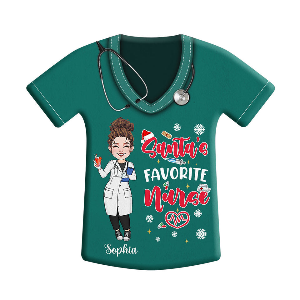 Santa's Favorite Nurse - Personalized Nurse Shaped Doormat