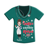 Santa's Favorite Nurse - Personalized Nurse Shaped Doormat