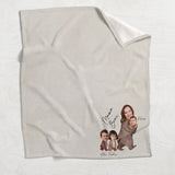 Mama Bear Watercolor Photo Custom - Personalized Mother Blanket