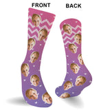 Custom Face Purple Pattern - Personalized Aunt Socks
