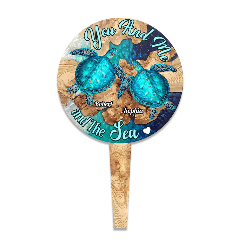 You And Me And The Sea - Personalized Turtle Acrylic Garden Sign