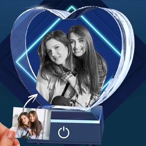 Custom Photo - Personalized Bestie Laser Engraving 3D Heart Shaped Crystal Lamp