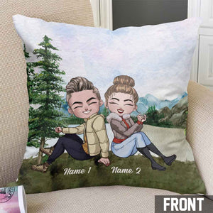 I Asked God For A Camping Partner - Personalized Couple Camping Throw Pillow