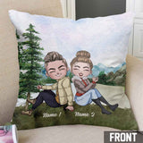 I Asked God For A Camping Partner - Personalized Couple Camping Throw Pillow