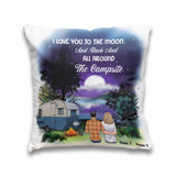 I Love You To The Moon And Back - Personalized Couple Camping Throw Pillow