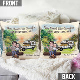 You Smell Like Campfire - Personalized Couple Camping Throw Pillow