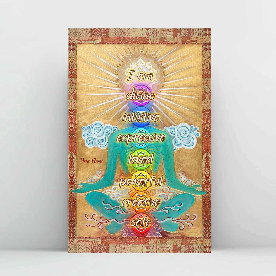 I Am Divine Intuitive Expressive - Personalized Yoga Poster