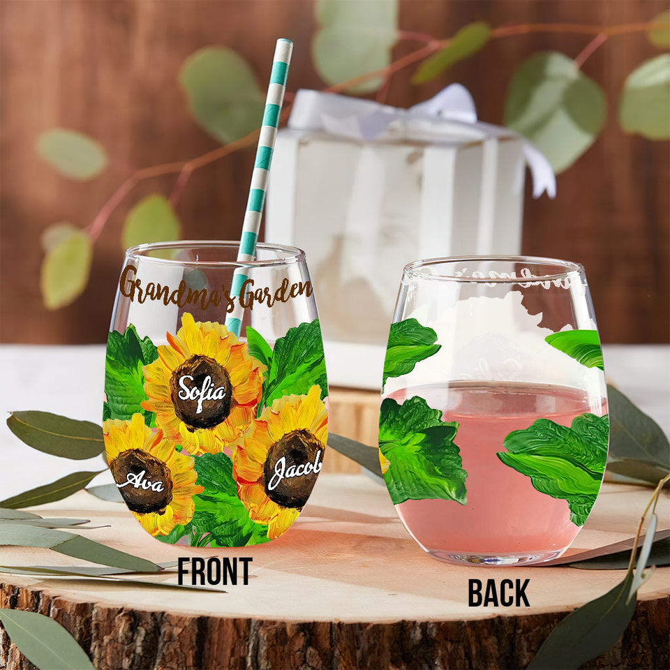 Grandma's Garden - Personalized Mother's Day Grandma All Over Wine Glass