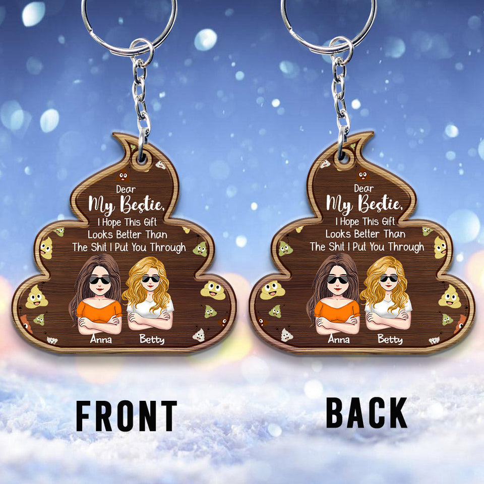 Dear My Besties - Personalized Bestie Keychain (Printed On Both Sides)