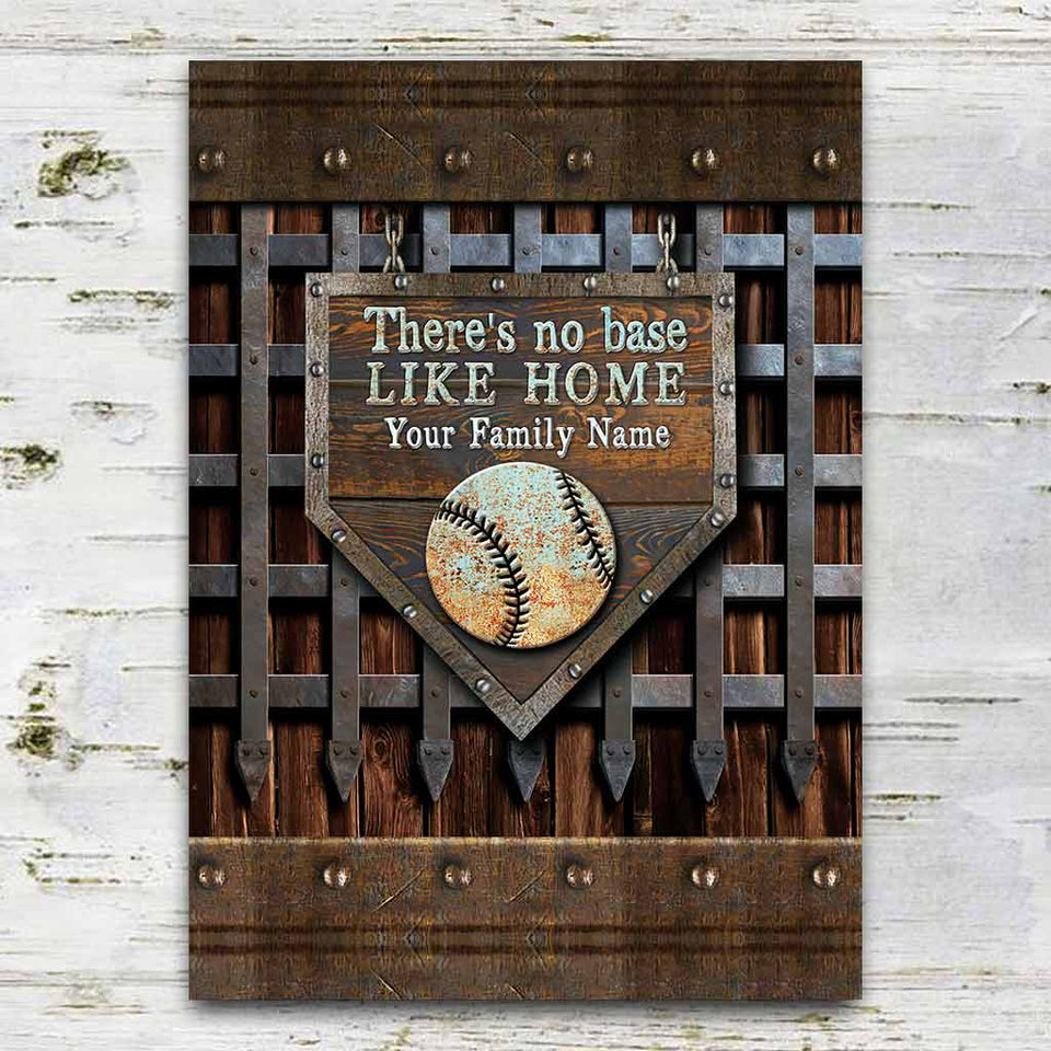 There's No Base Like Home - Baseball Personalized Rectangle Metal Sign