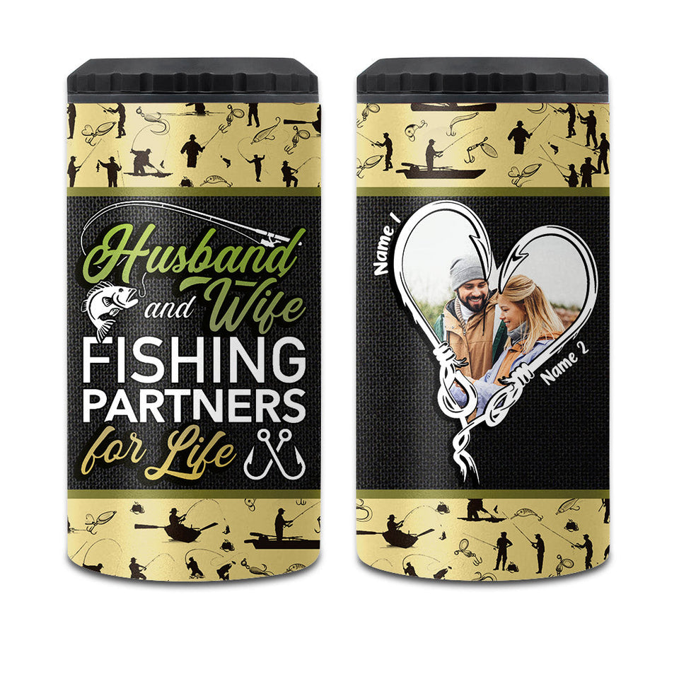 Husband And Wife - Personalized Fishing Can Cooler