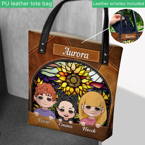 You Are My Sunshine Sunflower Stained Glass - Personalized Mother Tote Bag