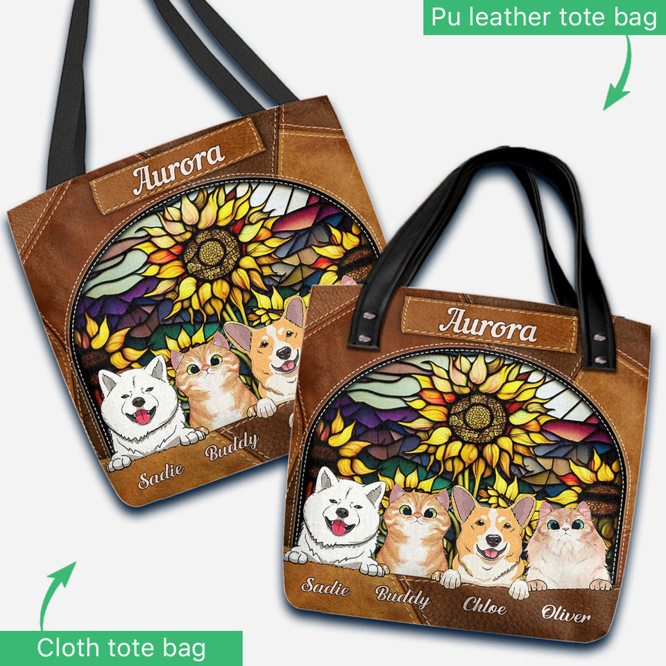 You Are My Sunshine Sunflower Stained Glass - Personalized Dog Tote Bag