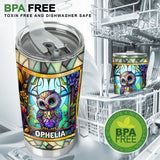 Cute Owl Stained Glass - Personalized Owl Tumbler