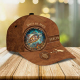 Salty Lil' Beach Sea Turtle Stained Glass - Personalized Turtle Classic Cap