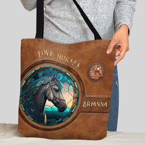 Country Girls Horse Stained Glass - Personalized Horse Tote Bag