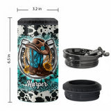 Country Girl Sunflower Turquoise Blue - Personalized Horse Can Cooler