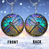 Stained Glass Dragonfly - Personalized Dragonfly Keychain (Printed On Both Sides)