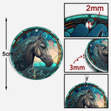 Stained Glass Horse - Personalized Horse Keychain (Printed On Both Sides)