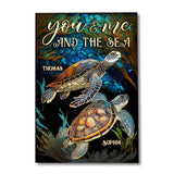 Stained Glass Turtle Couple - Personalized Turtle Canvas and Poster