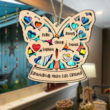 Grandma Mom Heart Butterfly - Personalized Grandma Suncatcher