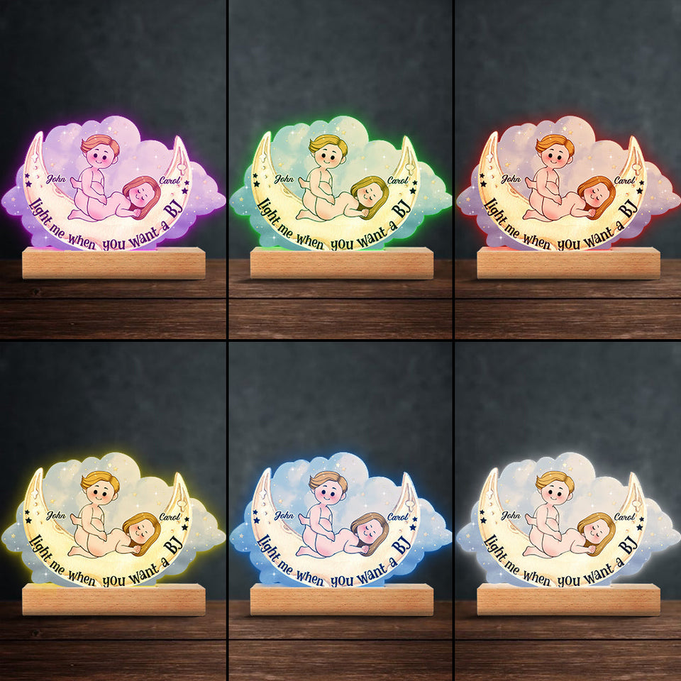 Light Me When You Want A BJ - Personalized Couple Shaped Plaque Light Base