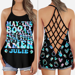 May The Booty Get Fatter - Personalized Fitness Cross Tank Top and Leggings