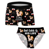 Lucky Fisherman And Best Catch of His Life - Personalized Fishing Women Briefs & Men Boxer Briefs