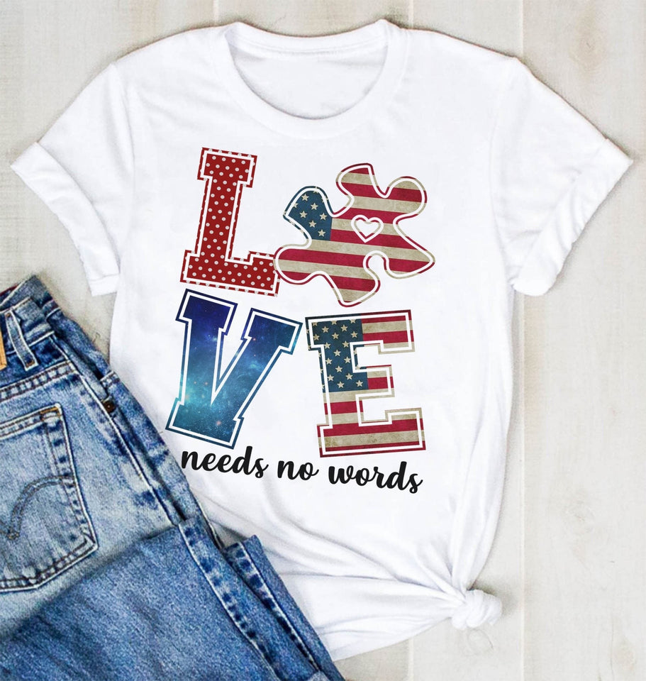 T-shirt et sweat à capuche « L’amour n’a pas besoin de mots » pour la sensibilisation à l’autisme 0523