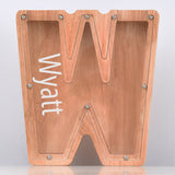 Custom Initial And Name - Personalized Letter And Name Oak Wooden Piggy Bank