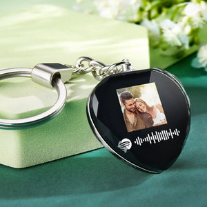 Custom Photo And Song Crystal Music Code - Personalized Keychain